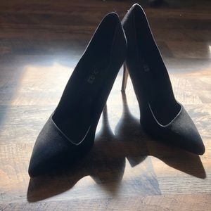 Black Faux Suede Pumps
